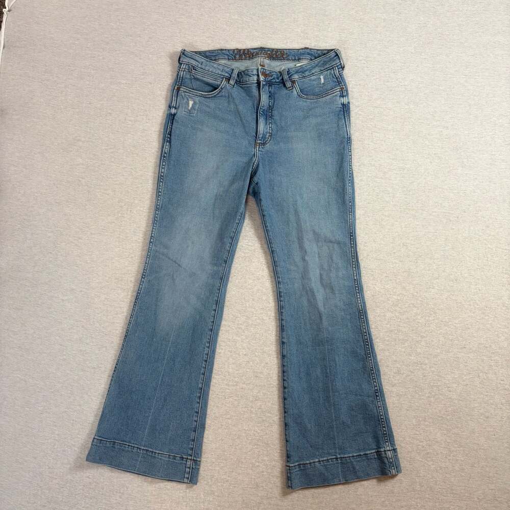 Wrangler High Rise Trouser Distressed Flare Jeans